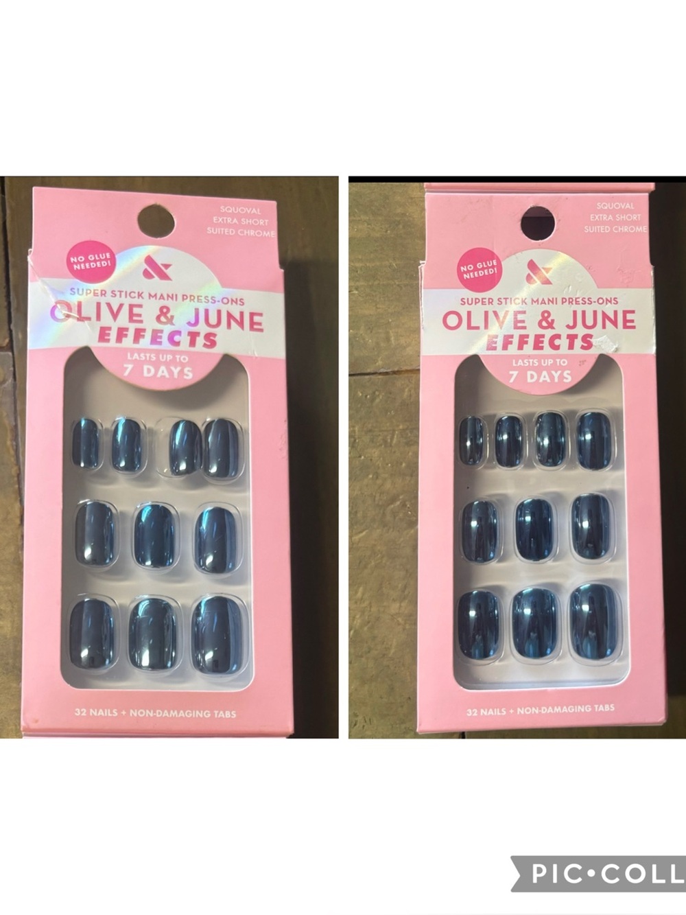 Lot of 2 New Olive & June Super Stick Mani Extra Short Squoval Press-on Tabs